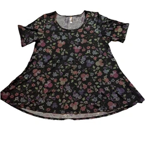 Camiseta LuLaRoe Disney Unicornio Mickey Mouse Perfecta Negra Con Orejas Florales 2x Nueva con Etiquetas - Imagen 1 de 8