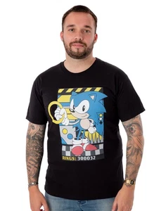 Camiseta manga corta Sonic the Hedgehog negra clásica anillos para hombre - Imagen 1 de 52