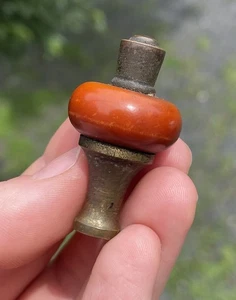Antik Retro Orange Catalin Bakelit Messing Endstück Lampenbeschläge Deko Vintage - Bild 1 von 9