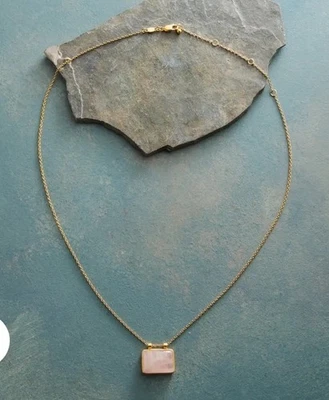 NUEVO Catálogo Sundance JOYAS Cuarzo Rosa Colgante Collar Cadena Oro Foto 1 de 4