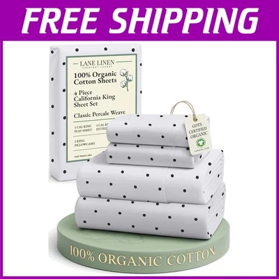 Conjunto de lençóis de algodão orgânico California King - Bolinhas - Imagem 1 de 4