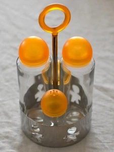 Alessi Girotondo Condiment Set & Sugar Pot Orange King-Kong Design - Picture 1 of 4