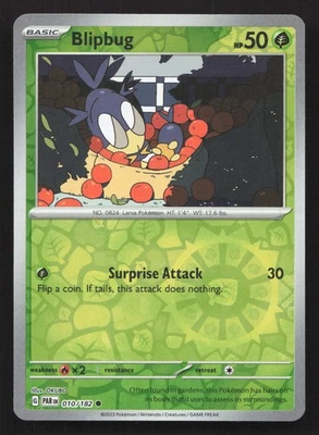Pokemon Blipbug 010/182 Reverse Holo Common SV04: Paradox Rift NM - Image 1 of 2