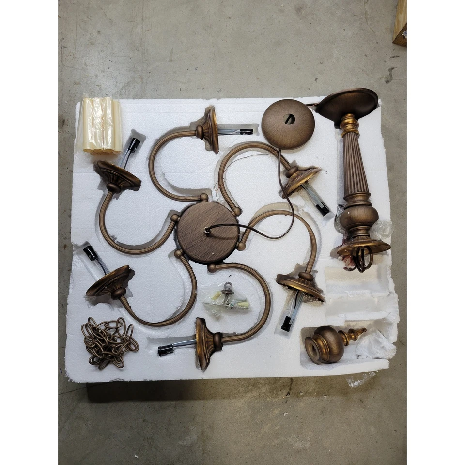 Candelabro de bronze rústico luminária pingente 5 braços bronze rústico - Imagem 1 de 4