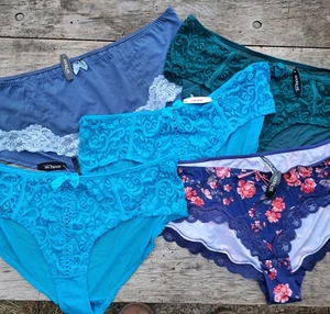 NEU Adore Me 2X Set 5 Unterwäsche Höschen blau grün transparent Spitze Blumen - Bild 1 von 13