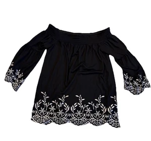 White House Black Market schulterfrei schwarz bestickte Akzente Damengröße S - Bild 1 von 4