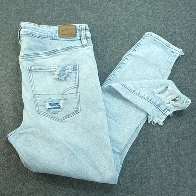 American Eagle Super Hi-Rise Jegging Sz 10 S Thrashed Distressed Jeans Fit 32x26 - Image 1 of 4