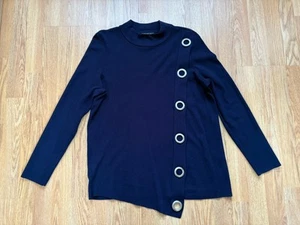 Wallis Navy Blue Long Sleeve Pullover Tunic Size 16 Excellent Condition - Picture 1 of 4