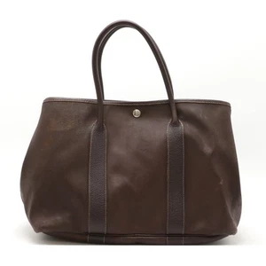 Hermes Garden Party Pm Tote Bag Handbag Amazonia Leather Dark Brown - Picture 1 of 7