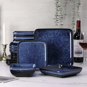 Geschirr Set Steingut blau Tafelservice 4, 8, 12 Personen 16/32/48-tlg. stern - Bild 1 von 15
