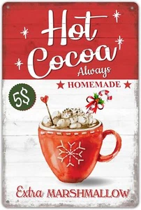 Hot Cocoa Vintage Metal Tin Sign Poster Home Kitchen Bar Coffee Station 12*8 - Picture 1 of 2