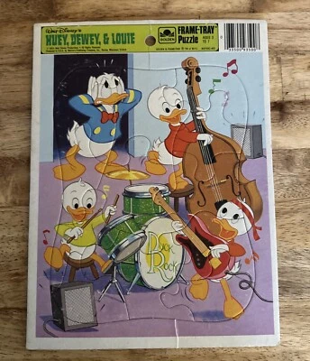 WALT DISNEY FRAME TRAY Huey Dewey Louie DUCK ROCK WHITMAN PUZZLE Vintage 1983  - Image 1 of 4