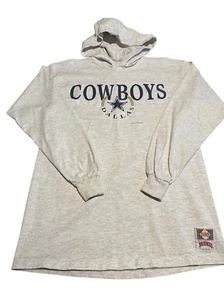 Vintage 90s Dallas Cowboys Nutmeg Long Sleeve Hooded T Shirt USA Made Size L - Picture 1 of 9