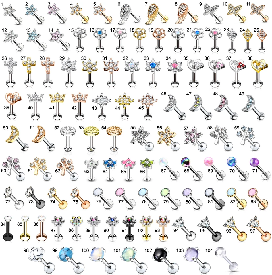 Labret Cartilage Tragus 8mm Barretta Piercing Oro Rosa Argento Acciaio Chirugico - Immagine 1 di 1