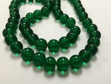 100 VINTAGE JAPAN CHERRY BRAND GLASS EMERALD GREEN 8mm. ROUND LOOSE BEADS 4571L