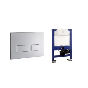 Betätigungsplatte 820 mm Nickel gebürstet satiniert mit Wand-WC-Rahmen und DUAL Unterputz - Bild 1 von 6
