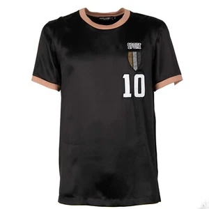 DOLCE & GABBANA Silk T-Shirt with Sport 10 Embroidery Black Pink 11083 - Picture 1 of 4