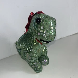 MTY International green  Plush 6” Stuffed Animal Toy sparkle dragon heart red - Picture 1 of 9