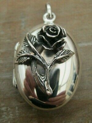 Beautiful Antique Style Solid Silver 925 Rose Photo Locket / Pendant - Family • 5.50£