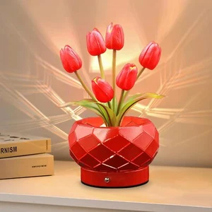 Birthday Gifts for Women,Red Tulips Flower Home Decor Touch Table Tulip-Metal - Picture 1 of 7