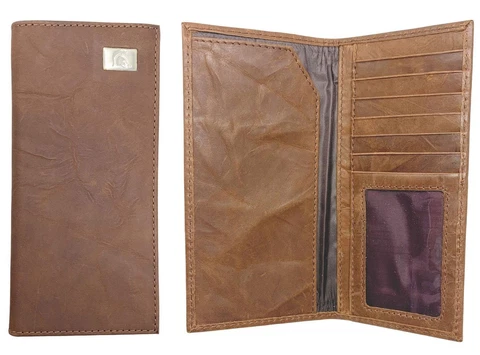 Michigan State University Leather Wallet Brown Checkbook Wallet Cover