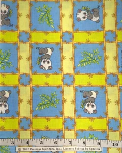 2007 Precious Moments 1.5yds Panda/Bamboo Checkboard Print Spectrix - Picture 1 of 1