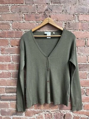 Винтажный женский кардиган Barney's NY, размер средний, армейский оливковый 100% хлопок, Италия - Изображение 1 из 4