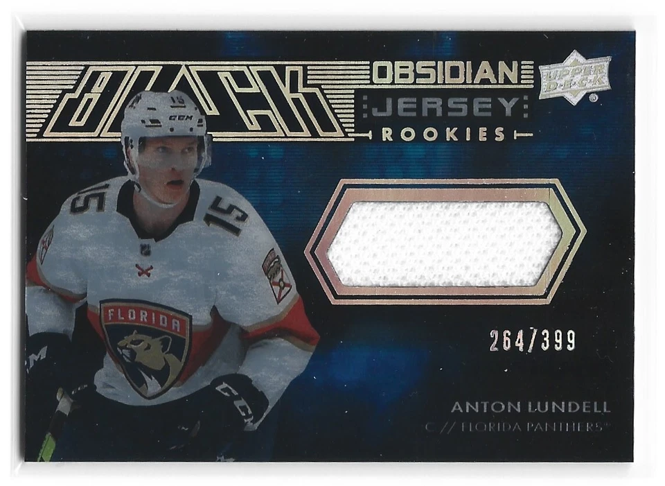 2021-22 UD Black Anton Lundell Obsidian Rookie Jersey #ORJAL 264/399 - Image 1 of 2