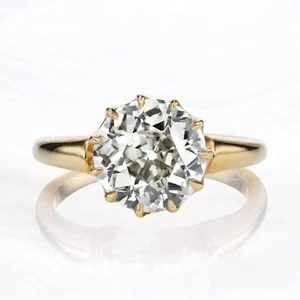 2.00 Ct Old European Cut IGI Lab Created Diamond Solitaire Ring 14K Yellow Gold - Picture 1 of 7