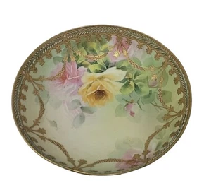 Hand Painted Nippon Jeweled Gold Encrusted Pedestal Bowl With Roses - Picture 1 of 21