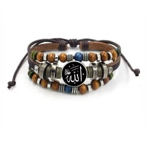 Leather Bracelet Islam Allah Men and Women Leather Bracelets Wristband - Picture 1 of 1