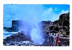 Postkarte Kokohead Hawaii • Halona Blasloch Geysir • überbacken geteilt verschickt '79 - Bild 1 von 2