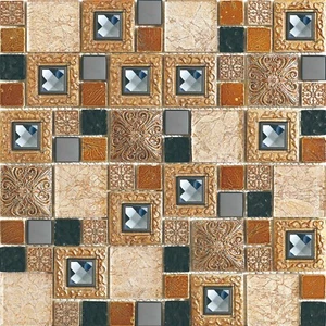 Simple Tile - Glass & Stone Mosaic Tile For Kitchen Backsplash, GM 8306-Pyramid - Picture 1 of 5