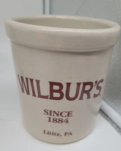 Robinson Ransbottom R.R.P. Co Roseville 1 Quart hohes Glas Topf Wilbur's Promo - Bild 1 von 7