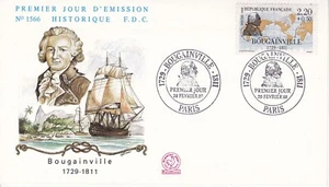Enveloppe 1er jour 1566 1988 Les Marins Célèbres Bougainville - Imagen 1 de 2