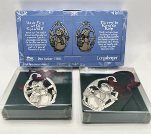 Longaberger Snow Friends Pewter Ornaments Christmas In Box 72800 Set Of 2 - Picture 1 of 6