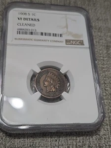 1908 S Indian Head Penny Cent VF Details Cleaned NGC Certified - Picture 1 of 11