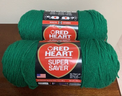 全新 批量 2 件 - Red Heart Super Saver Yarn Paddy 绿色 0368 7 盎司 每件 — 第 1/3 张图片