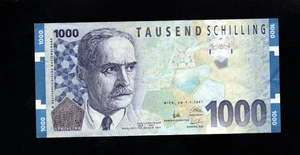 1000 SCHILLING VERY  FINE  BANKNOTE  FROM  AUSTRIA  1997  PICK-155  RARE - Picture 1 of 2