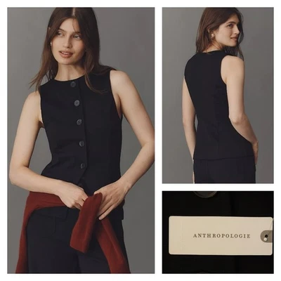 Chaleco tejido Maeve Anthropologie con botones delanteros negro talla grande nuevo con etiquetas $98 Foto 1 de 4