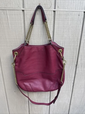 orYANY LIAN SHOULDER SACTHEL BAG PURPLE Grape Wine Leather Brass Hardware - Image 1 of 4