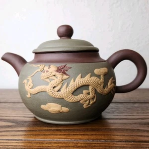 Chinese Yixing Zisha Pottery Clay Tea Pot Dragon and Phoenix Vintage Marked - Picture 1 of 24