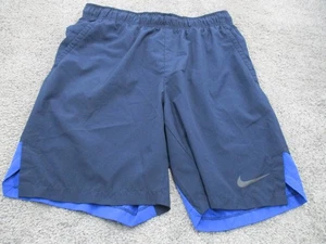 Nike Dri Fit Gym/Running Shorts Medium Athleisure Blue Elastic Waist - Picture 1 of 18