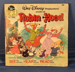 1977 Disneyland Record and Book Story of Robin Hood Vinyl 33 1/3 LP VG+/VG+ - Picture 1 of 2