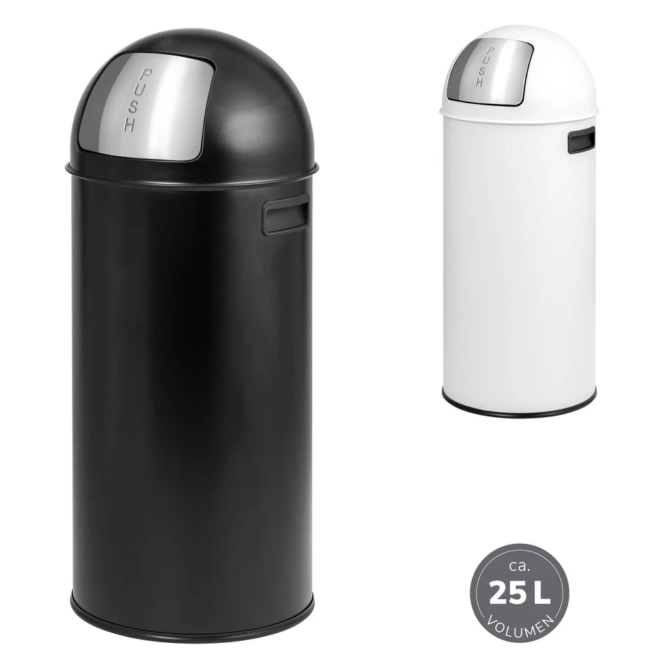 eluno Pushmülleimer 25 Liter aus Stahlblech, abnehmbarer Deckel - Bild 1 von 1