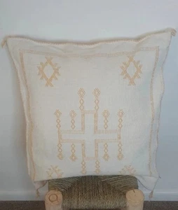 2 x Moroccan Cactus Sabra Silk Handmade Pillows Cushion Cover Cream, Boho - Picture 1 of 5