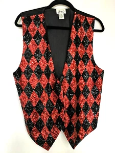 Holiday Vest Women Med Glitz Sequin Host Show Stage New Years Eve Theo - Picture 1 of 9