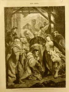 1862 NOEL FETE DES ROIS ADORATION ROIS MAGES NATIVITE RUBENS 1 JOURNAL ANCIEN - Imagen 1 de 1