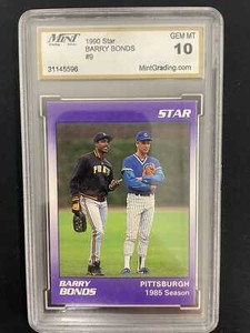 BARRY BONDS 1990 STAR #9 - MINT GRADING SERVICE 10 GEM MT - PITTSBURGH - *3507
