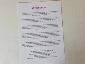 Notsensibles: Original 2006 A4 rare Press Release - Picture 1 of 3